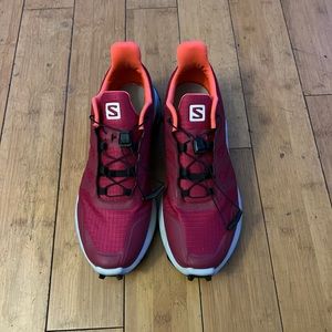 Salomon Super Cross Women’s 10 Red Athletic Hiking Running Shoes Excellent